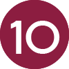 White Number 10 in a maroon circle