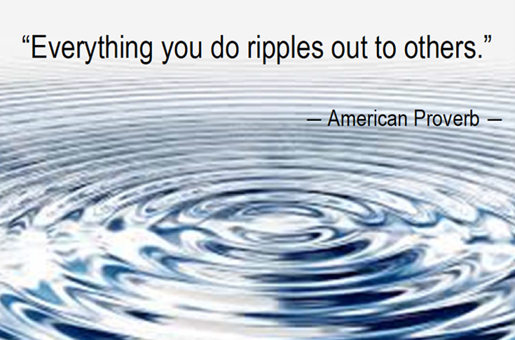Water ripples under text: Everything you do ripples out to others