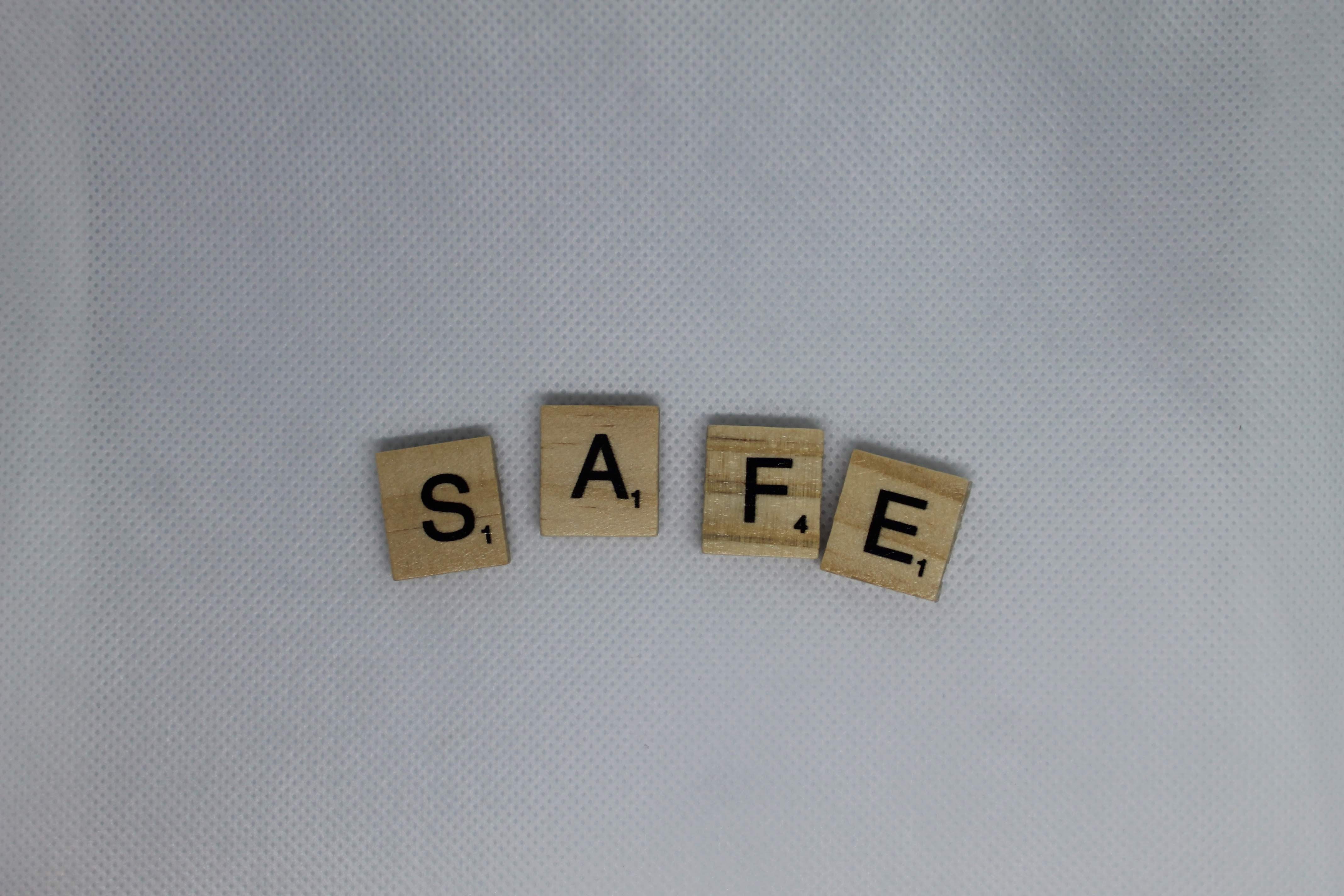 Safe spelled out in Scrabble tiles
