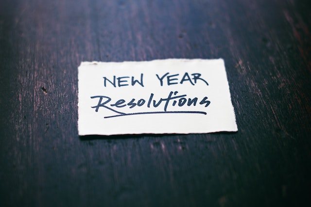 New Years Resolutions written on a paper sitting on a table